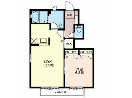 ジュネス丸の内(1LDK/1階)の間取り写真