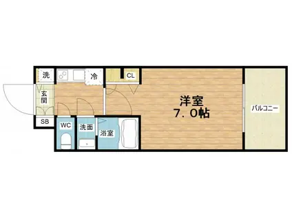 エスリードレジデンス都島シティフロント(1K/3階)の間取り写真