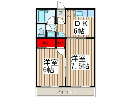 パークサイドテラス(2DK/3階)の間取り写真