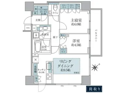パークコート赤坂桜坂(2LDK/11階)の間取り写真