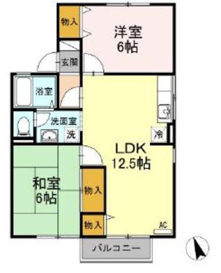 シャルマンM(2LDK/2階)の間取り写真