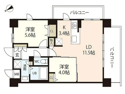 OBA FOUR VIEW(2LDK/7階)の間取り写真