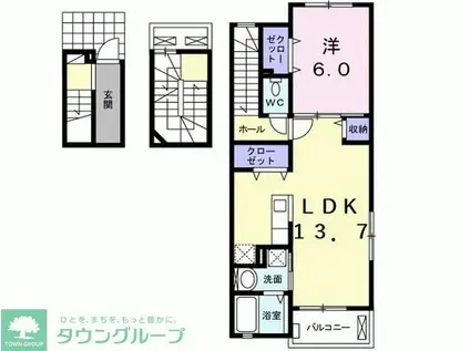 フィオーレ(1LDK/3階)の間取り写真