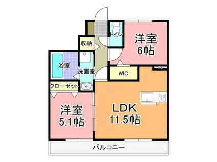 ルミエールブランシュ(2LDK/1階)の間取り写真
