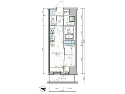 ミライズ横濱サウスレジデンス(1DK/3階)の間取り写真