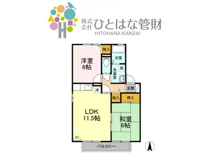 アルブルコリーヌII(2LDK/1階)の間取り写真