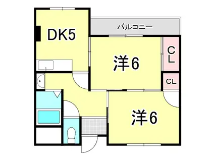 岡崎第1マンション(2DK/2階)の間取り写真