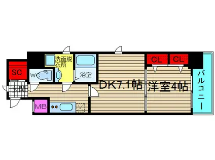スプランディッド淀屋橋DUE(2K/5階)の間取り写真