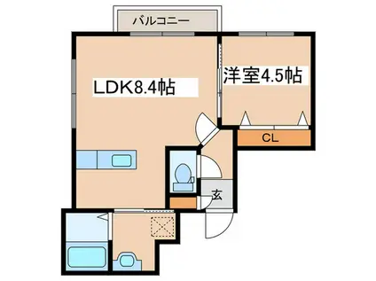 NEU円山(1LDK/5階)の間取り写真