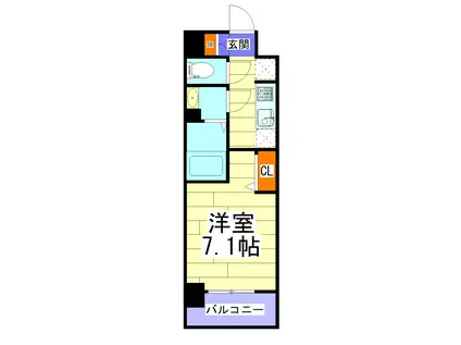 ファステート難波ウエストパーク(1K/6階)の間取り写真