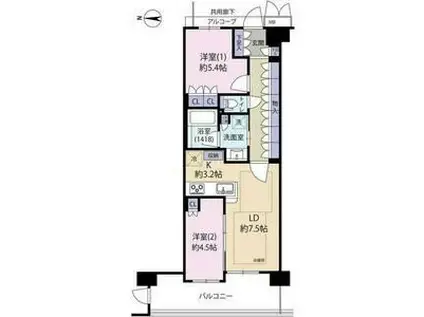 プレミスト京都西院(2LDK/1階)の間取り写真