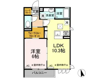 サン・ロワールB(1LDK/1階)の間取り写真