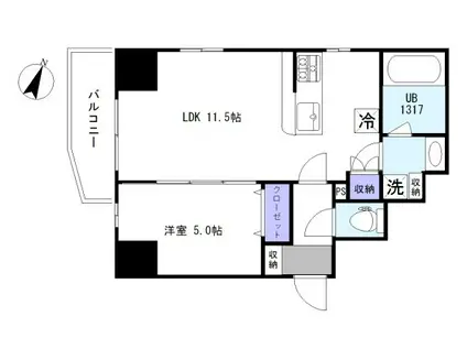アインス文京(1LDK/9階)の間取り写真