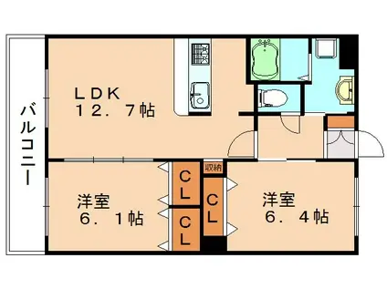 BREEZE HILL 千(2LDK/2階)の間取り写真