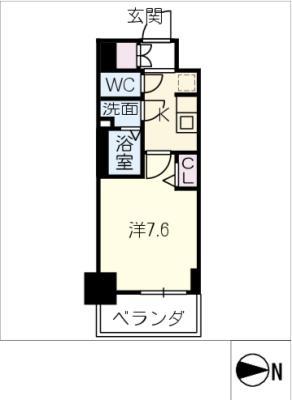 SHOKEN RESIDENCE名古屋 太閤通(1K/10階)の間取り写真