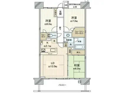 レーベンスクエア川口シルフィア(3LDK/15階)の間取り写真