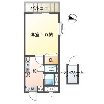十一屋ブラウンシュガービル(1K/5階)の間取り写真