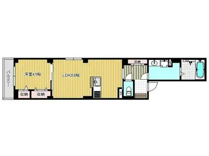 PLUS上町台(1LDK/3階)の間取り写真