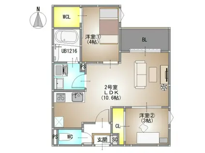 REGALEST 下伊福6(2LDK/3階)の間取り写真