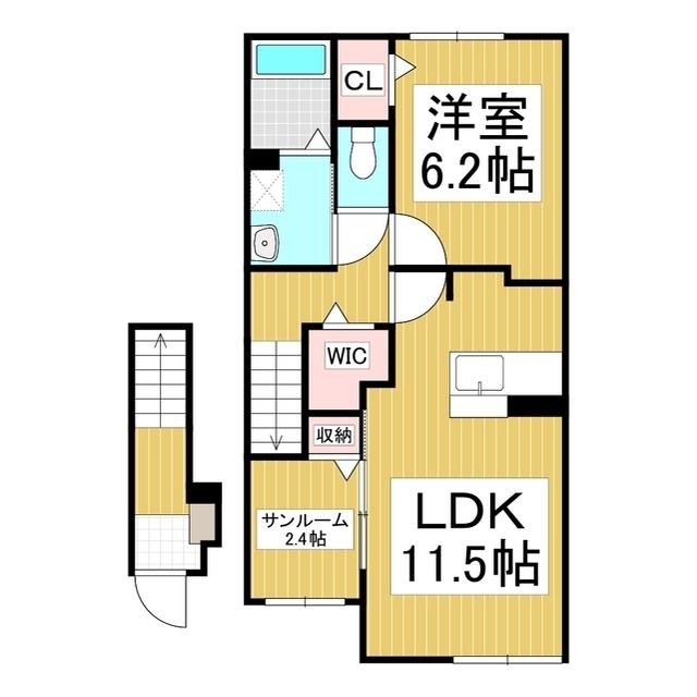 アルペン ディアハイツ(1LDK/2階)の間取り写真