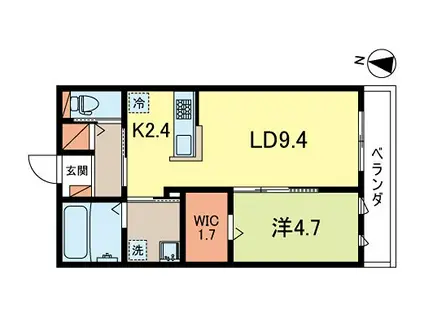 グラン・エスポワール(1LDK/2階)の間取り写真