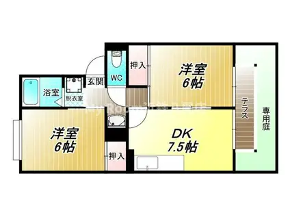 パルコート林I(2DK/1階)の間取り写真