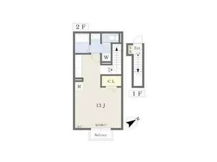 マリー・G・ポエム(ワンルーム/2階)の間取り写真