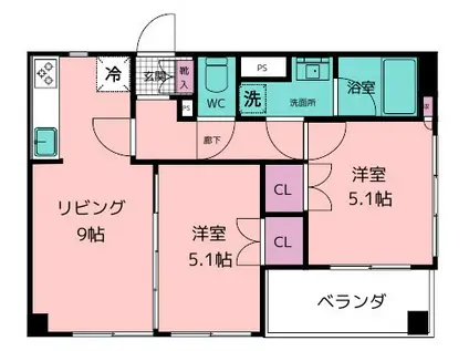メゾン・ド・ボヌール(2LDK/1階)の間取り写真