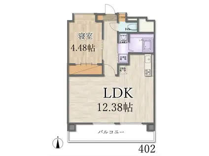 マーケットアパートメント塩釜(1LDK/4階)の間取り写真
