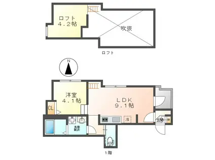 グラド金山GLADO金山(1LDK/1階)の間取り写真