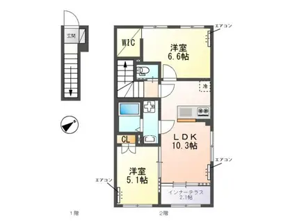 コパンーCOPAINー(2LDK/2階)の間取り写真