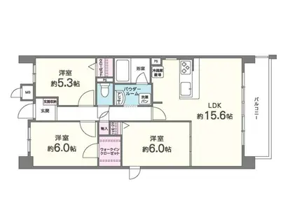 パレスマイセン 小型犬可 角(3LDK/2階)の間取り写真