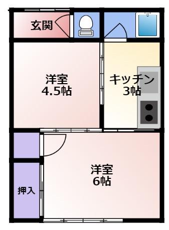 パークハウス(2K/2階)の間取り写真