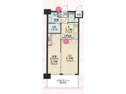 CLUB ORIENT BLD 82 EMPRESS(1LDK/5階)の間取り写真