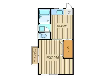 サニーコート貫井(1DK/2階)の間取り写真