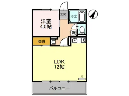 ミリアハイムI(1LDK/1階)の間取り写真