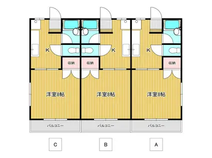 パリス葵A(1K/2階)の間取り写真