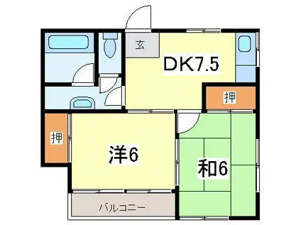 コーポ平井(2DK/2階)の間取り写真