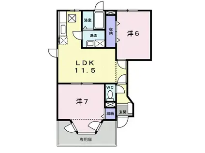 アウローラB(2LDK/1階)の間取り写真