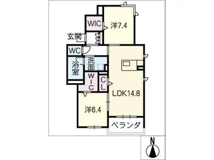 リオリエント加納(2LDK/3階)の間取り写真