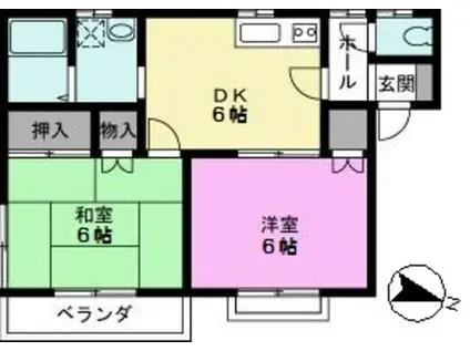 マインドハイムムサシ(2DK/1階)の間取り写真
