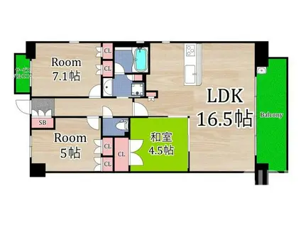 プレミスト都島パークフロント(3LDK/2階)の間取り写真