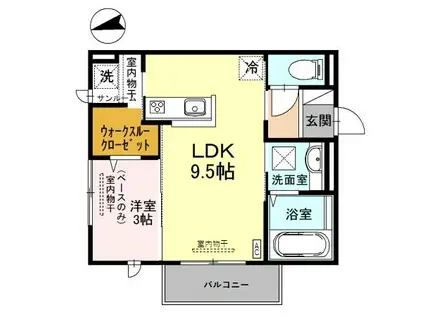 ツインヴィラ増泉(1LDK/1階)の間取り写真