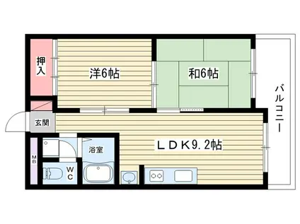 ハイツ北之坊(2LDK/4階)の間取り写真