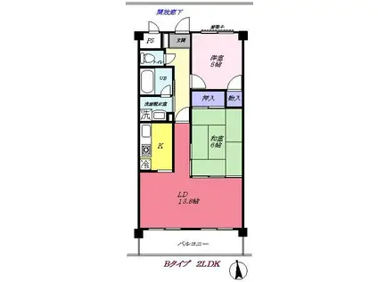 グリュンネベルクTAKANO(2LDK/1階)の間取り写真