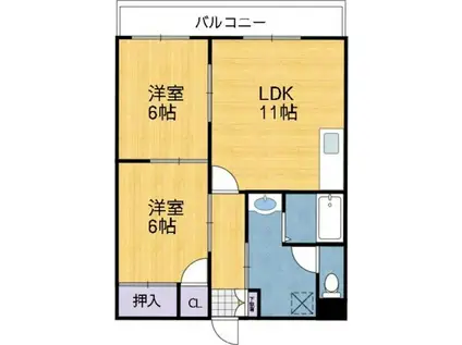 アルコ・ラ・カーサ町坪(2LDK/1階)の間取り写真