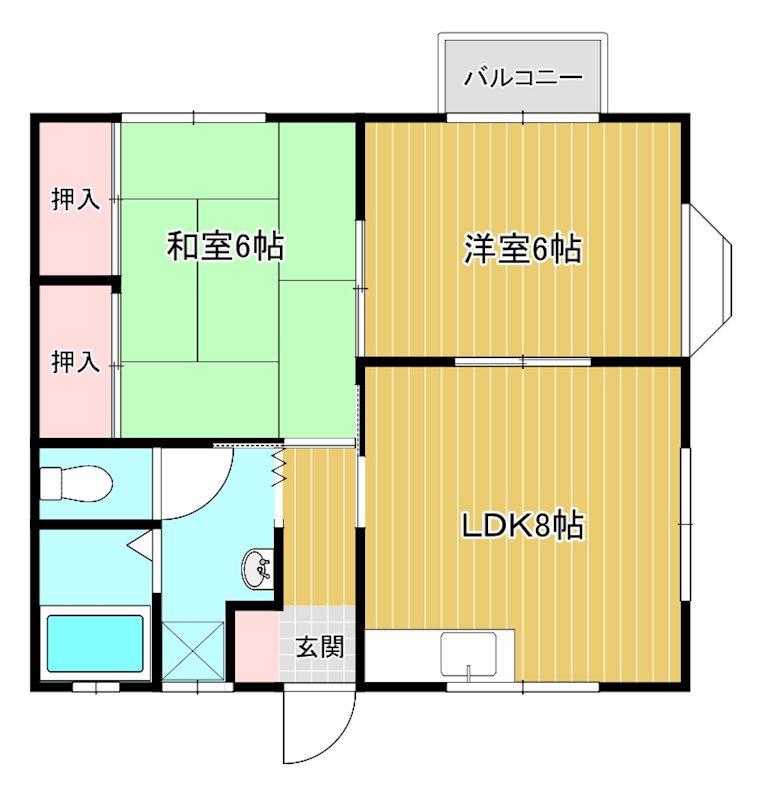 ひまわりかん(2LDK/1階)の間取り写真