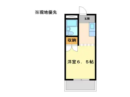 ヒルトップA(1K/2階)の間取り写真