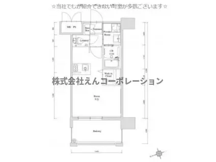 エンクレスト天神GLEE(ワンルーム/6階)の間取り写真