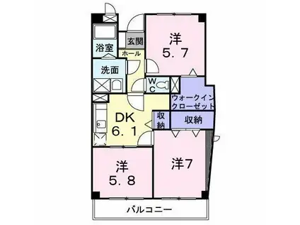 レフィナード壱番館(2LDK/2階)の間取り写真